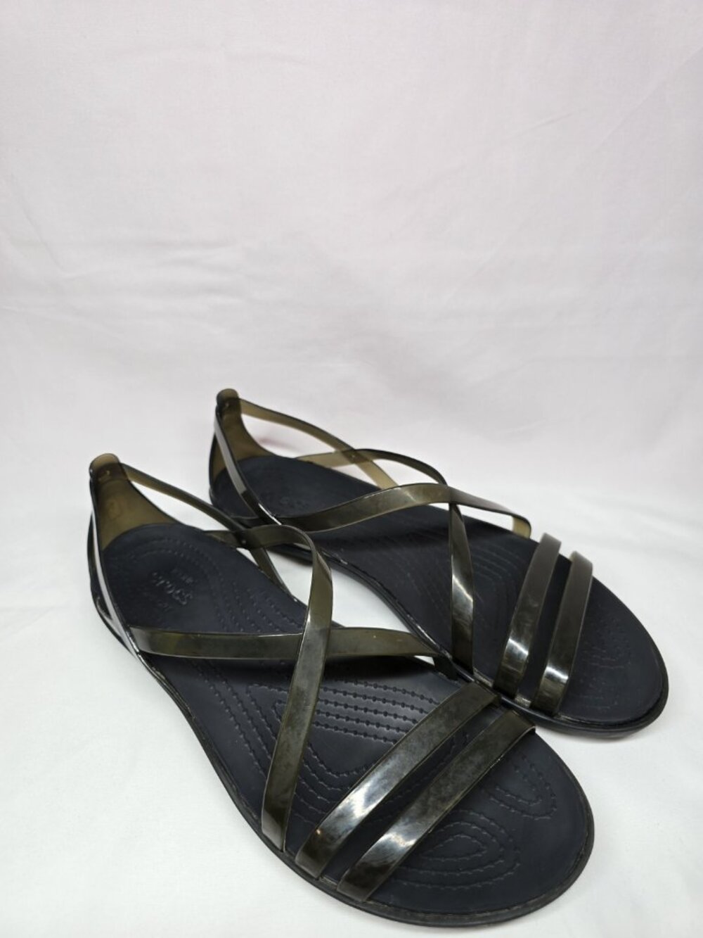 Crocs Isabella Strappy Jelly Sandals Womens 8 Black Slip On